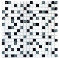 Glasmosaik Naturstein Mosaikfliese Weiß Dunkelgrau Schwarz Fliesenspiegel ...