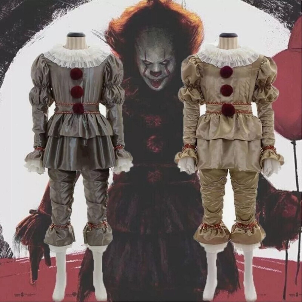 Disfraz de Halloween Disfraz de Stephen King It Pennywise Traje de Payaso Adulto MENE