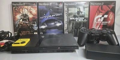 Sony PlayStation 2 Slim Black SCPH-70012 Bundle * Pro Cleaned * Tested * All OEM