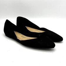 Time and Tru Black Faux Suede Pointed Toe Flats Balletcore Womens 7 Memory Foam