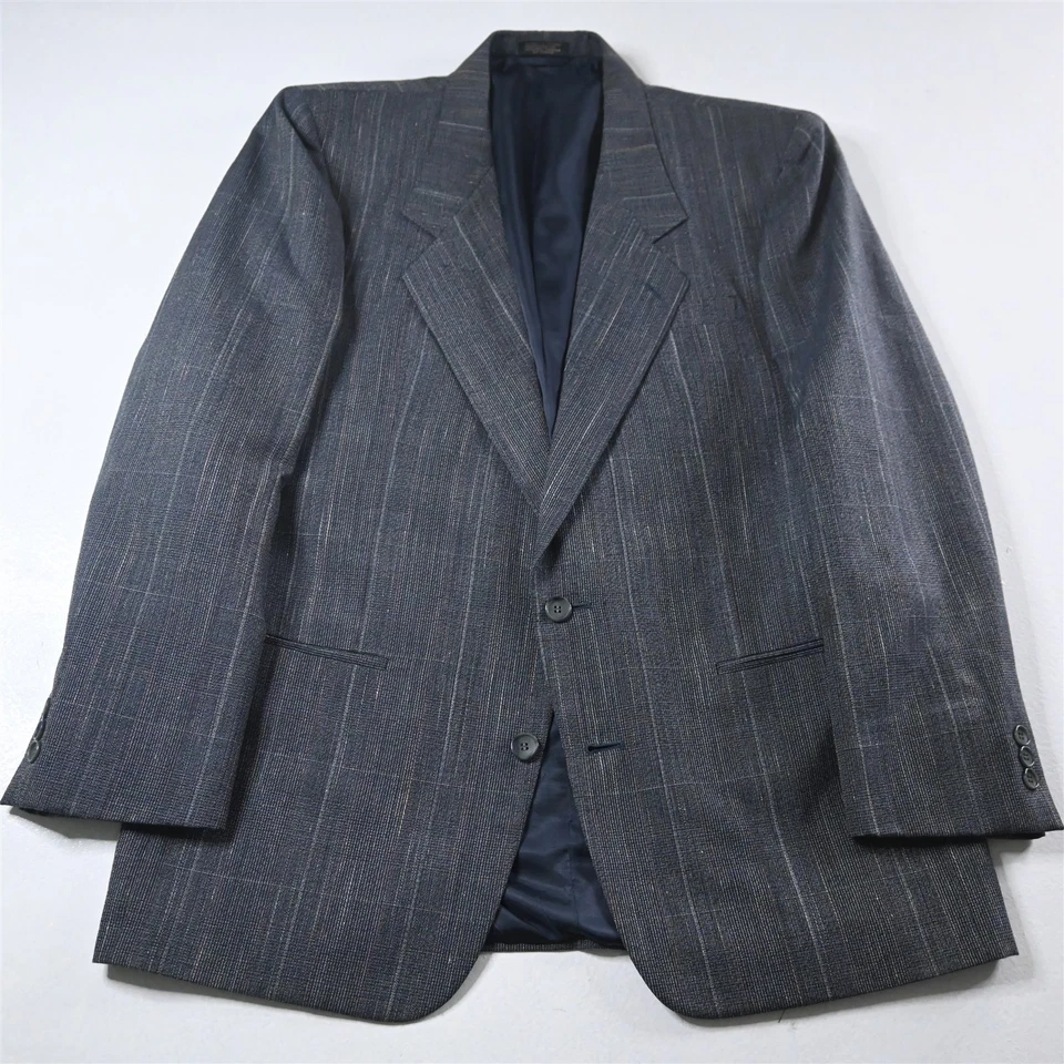 Chaqueta Pantalones Traje De Colección Para Hombre 42R 38x30 Azul Lana Seda Cuadros Foto 2 de 4