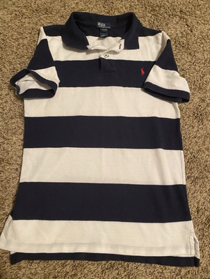Polo Ralph Lauren Boys Blue/White S/S Polo Sz L 14-16