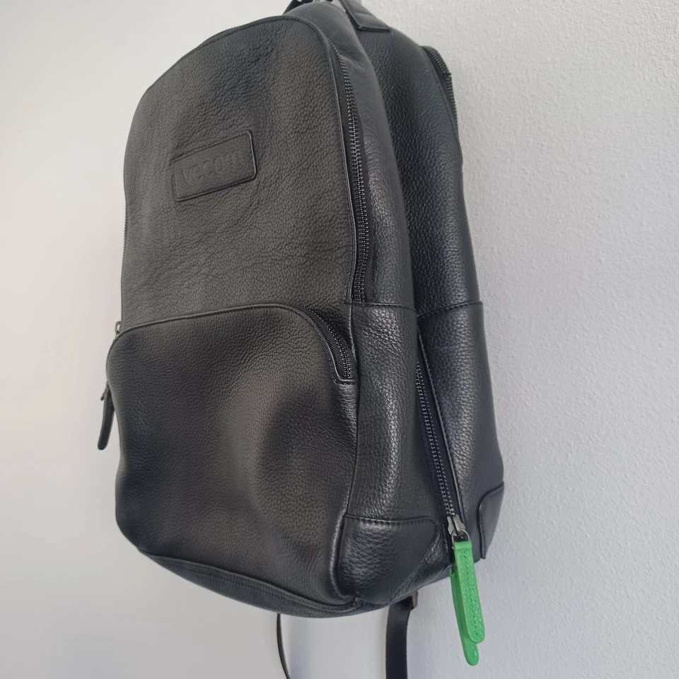 Mochila de Viaje Mustang Outback World Cuero Negro Laptop Bolsillo Escuela Cremallera Foto 3 de 4