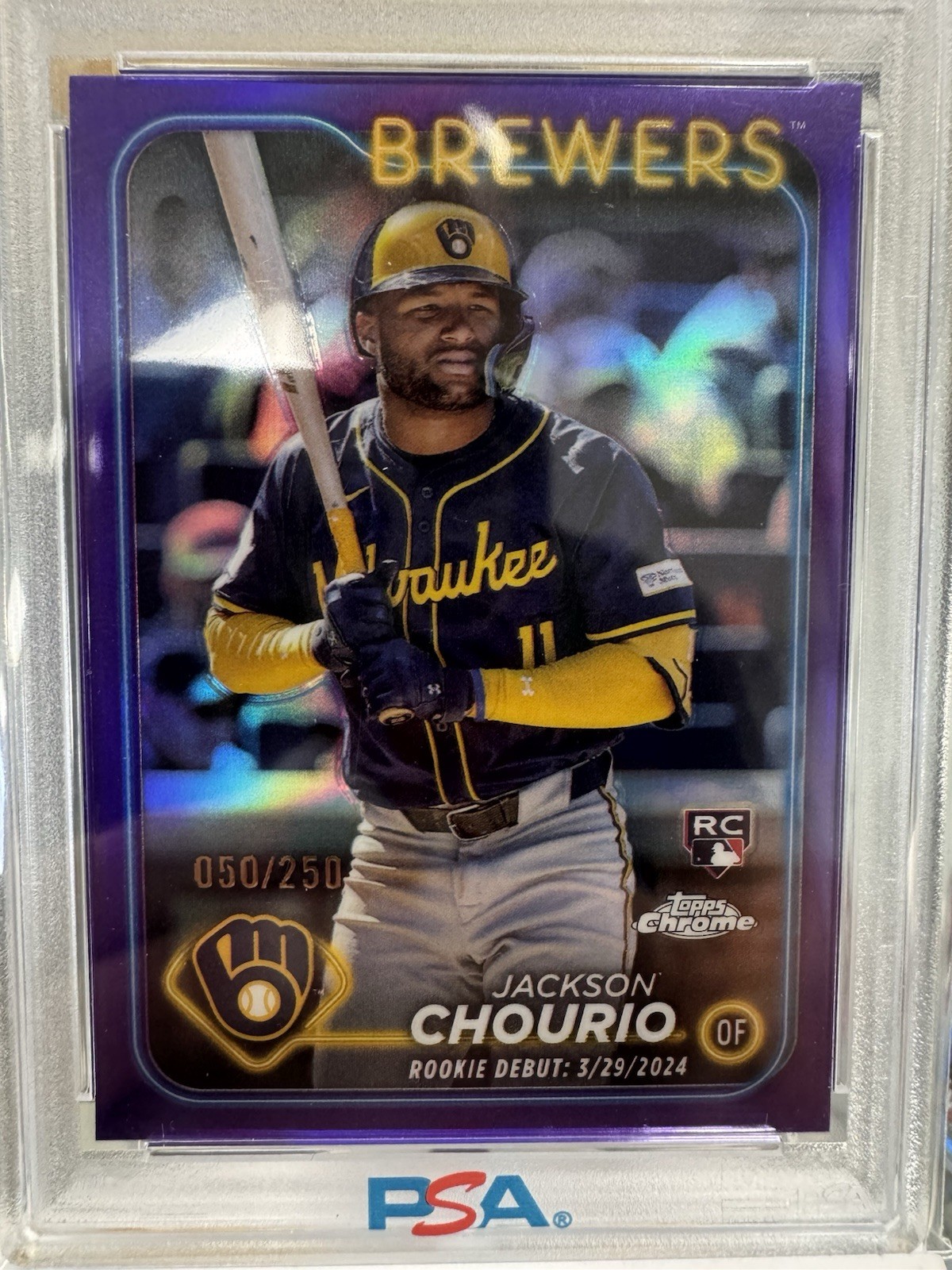 2024 Topps Chrome Update Series RC Debut Jackson Chourio #USC30 Purple 50/250