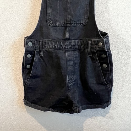 Madewell Adirondack Short Overalls Lunar Wash Black Denim Romper Women’s Small - Picture 4 of 11
