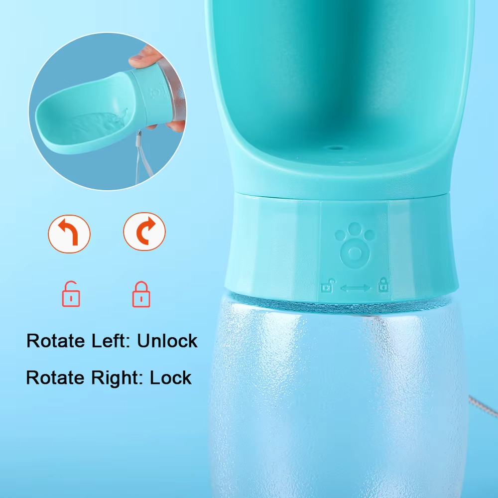 Portable Dog Water Bottle 500ml Pet Travel Drinking Bowl Leak Proof Puppy Cat Di