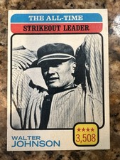 1973 Topps Baseball Walter Johnson #478 All Time SO Leader Actual Card Shown