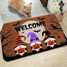 Pumpkin Gnome Halloween Mat, Thick Flannel