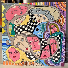 Quadro Originale Acrilico e Resina 20x20 - "Puzzle di Anime" - L'Arte Contusa