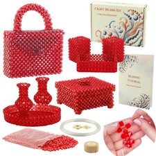 DIY Bead Kit for Adults: Craft Supplies Weaving Beaded Cute Medium, Red