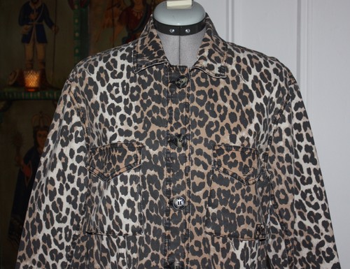 Giacca tela misto cotone stampa leopardata Ganni nuova con etichetta $395 - Foto 9 di 18