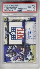 2015 Topps Fire Stefon Diggs ROOKIE NFL SHIELD Patch Auto 1/1 PSA 8 SSP RPA