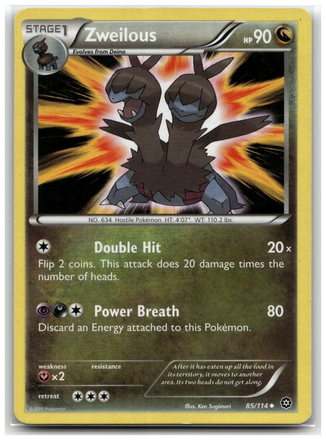 Zweilous 85/114 XY - Steam Siege Uncommon Pokemon TCG NM
