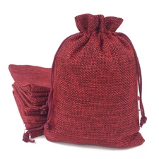 50-Pack Red Burlap Gift Bags with Drawstring - Adjustable Reusable Jewelry Po...