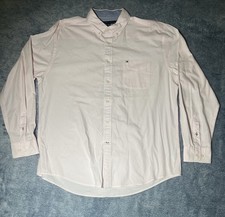 Tommy Hilfiger Classic Fit LS Dress Shirt Men's XL Pink White Stripes Pocket
