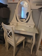 White Dressing table, mirror & chair