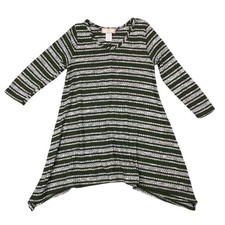 Cest La Vie Womens Small Asym Hem Swing Dress Stripe Knit Premium Vintage Tier