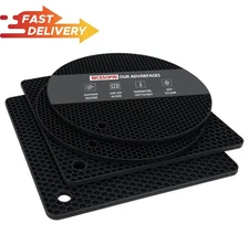 Silicone Trivet Mats, 4 Pack Hot Pads heat Resistant -4 Black Square + Round