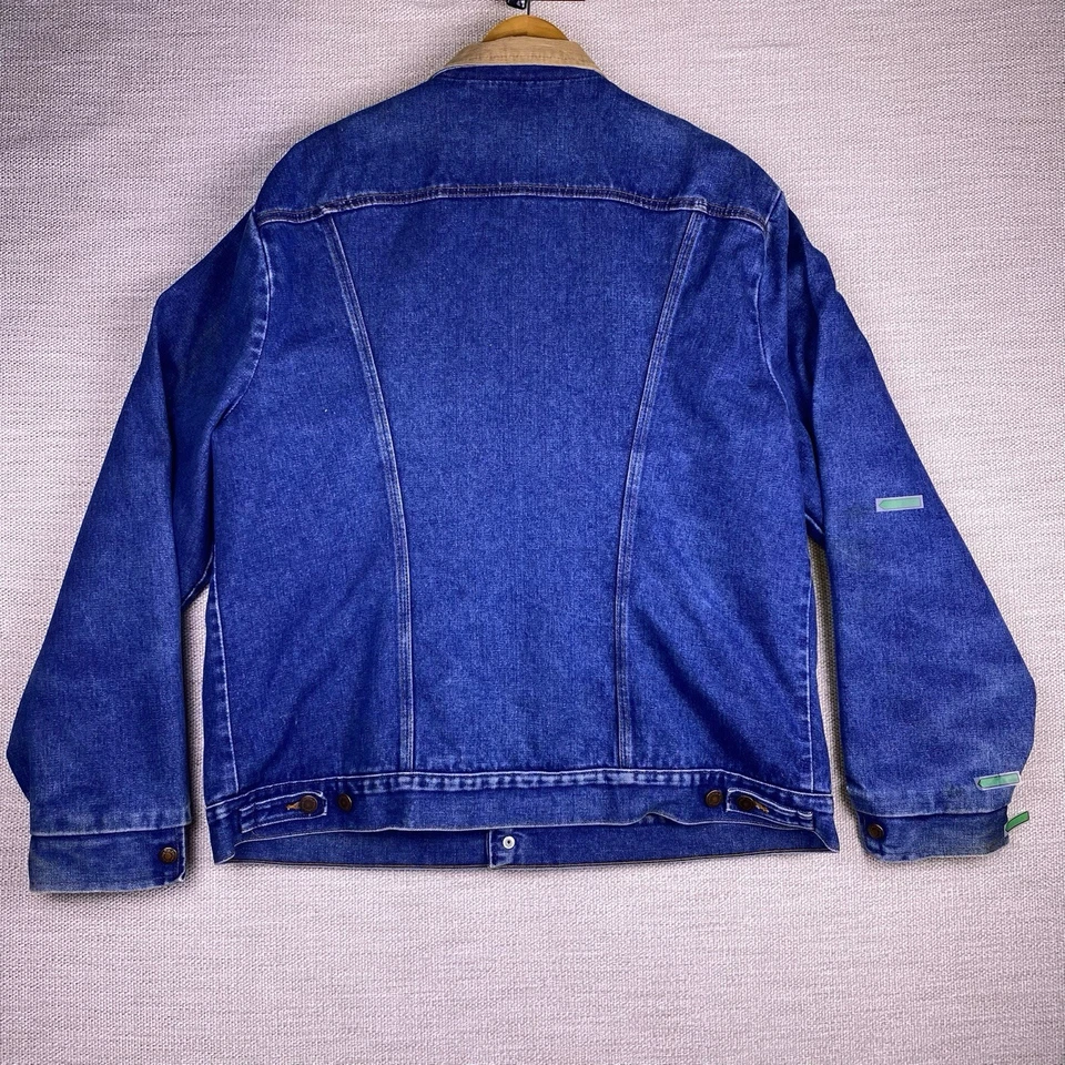 90s Wrangler Denim Jacket 50 L Mens Blanket Lined Corduroy Collar USA 74235PW - Image 3 of 4