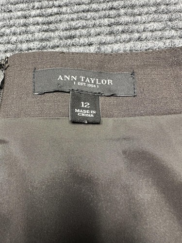 Ann Taylor Skirt Womens 12 Brown Pencil Back Vent Button Detail Career Office - Picture 4 of 7