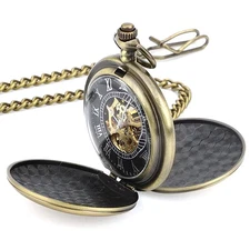 14.6in Chain Men's Mechanical Retro Pocket Watch with 3-dimensional patterns yq
