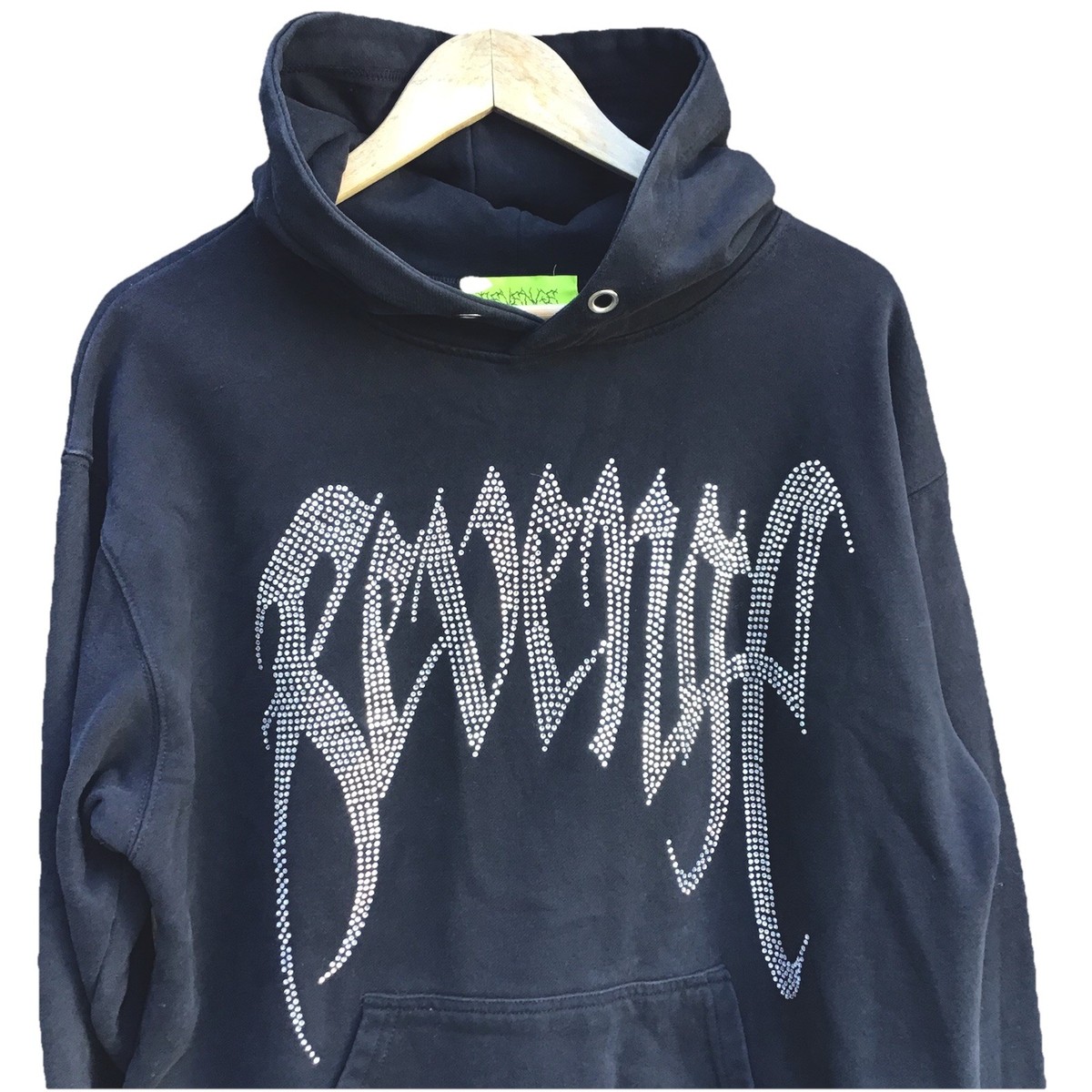 Revenge Heartbreak Rhinestone Hoodie Black Mens Medium Graphic 