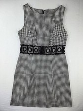 Concepts Women’s Size 3 Fitted Dress White and Black Checkererd Black Lace Mid 