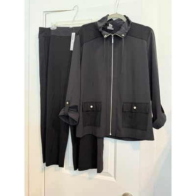 Chico's Weekends Black Crop Ankle Pants & Matching Zip Jacket Large Chico 2