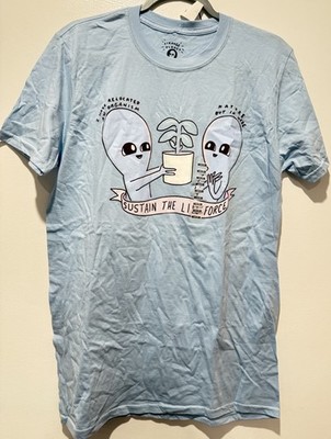 Strange Planet Sustain the Life Force Tshirt. Size medium. Light Blue Color.