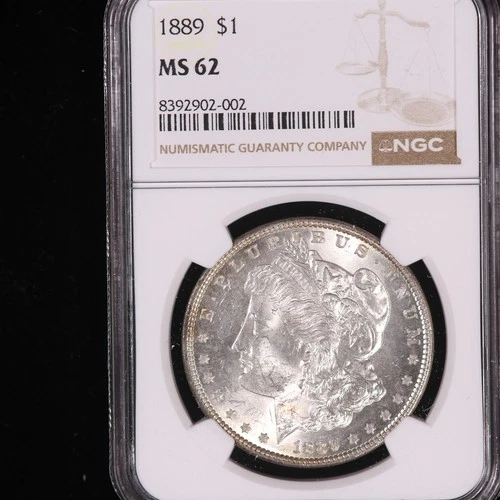 1889 MORGAN SILVER DOLLAR CERTIFIED NGC MS 62 BU UNCIRCULATED LUSTEROUS NR!