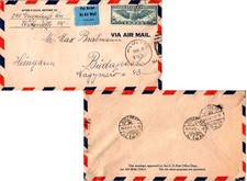 Winged Globes 30c Winged Globe 1941 Wilmette, Ill. Airmail to Budapest, Hungary.