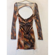 Fashion Nova Women's Size M Mini Dress Brown Orange Leopard Print