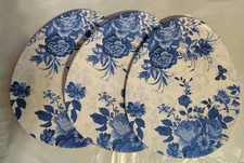 Spring Gatherings Blue Floral Egg Shape Melamine Appetizer/ Serving Plates Set 3