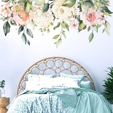 Flowers Leaves Wall Decals Peel and Stick, Large Floral Flowers Wall Stickers...