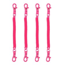 Retractable Coil Keychain W Double Plastic Lobster Clasp, 7.9", Rose Red 4Pcs
