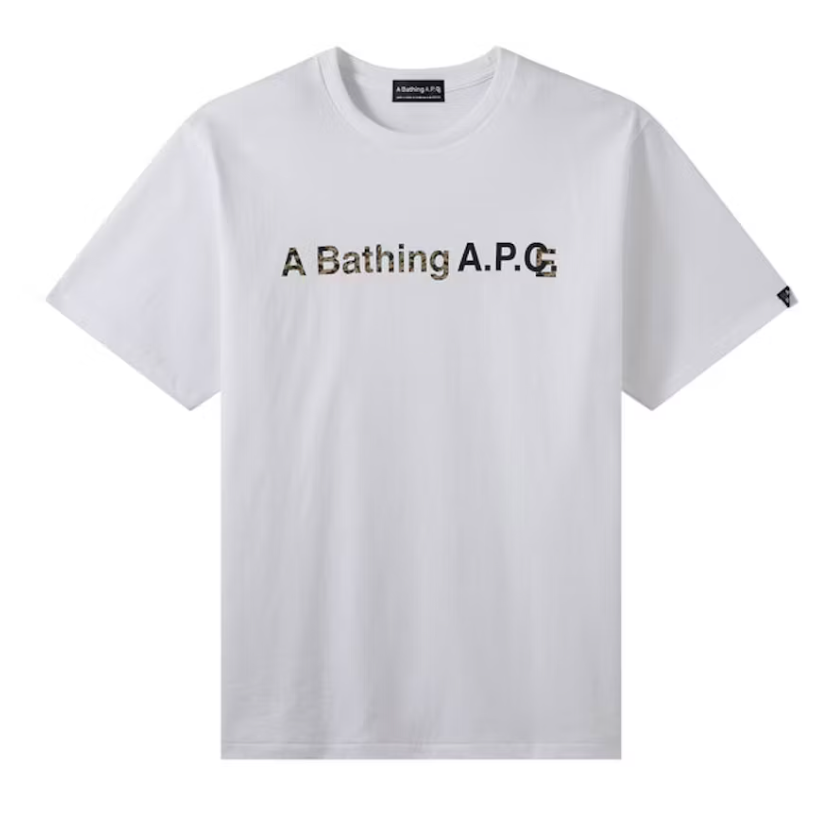 A Bathing Ape BAPE x A.P.C Collab WIDE T-shirt Tee WHITE - Size