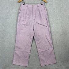 Uniqlo Pants Womens Small Purple Linen Blend Pleated Front High Waisted Coastal