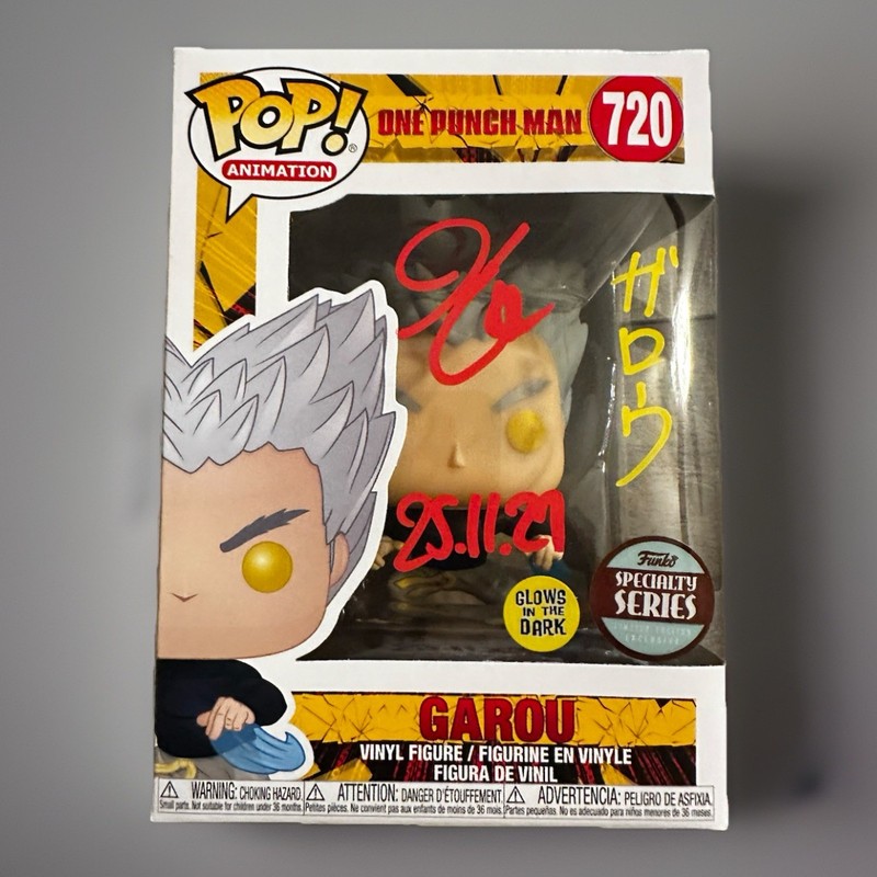 Funko Pop Garou 720 Signed Greg Chun SWAU Auth One Punch Man GITD