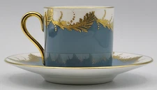 Aynsley Demitasse with Saucer Espresso or Cup with Saucer Blue Grey w/ Gold