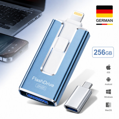 USB Speicherstick 256GB Flash-Laufwerk USB 3.0 OTG für iPhone PC Mac Handy Stick
