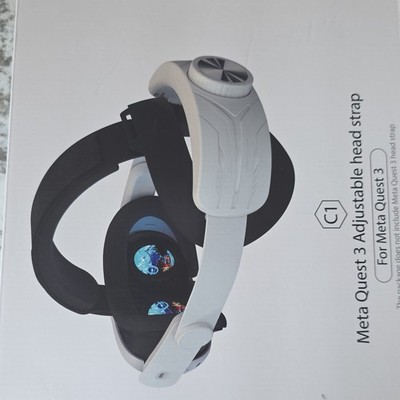 Adjustable Head Strap C1 for Meta Quest 3 VR Headset, White/Black