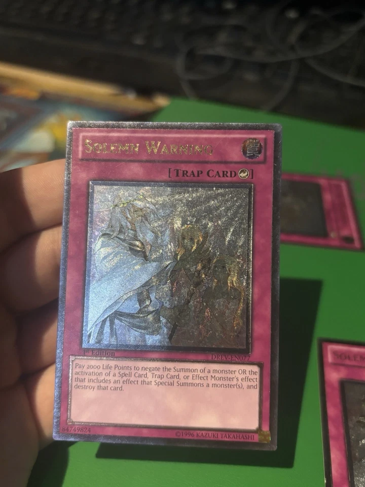Yu-Gi-Oh Solemn Warning DREV-EN077 1st Edition Ultimate Rare X3 - Image 4 of 4
