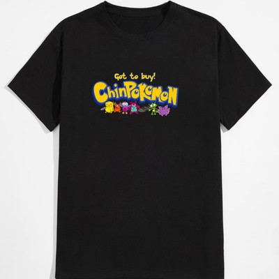 Chinpokomon Cartoon Graphic Cotton T-Shirt