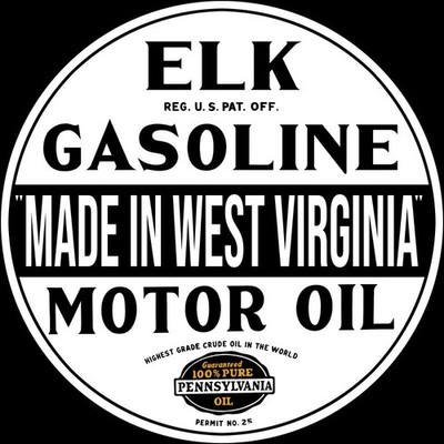 ELK Gasoline & Motor Oil of West Virginia NEW Sign: 14'' Dia. Round USA STEEL