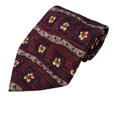 Robert Talbott Studio Tie Mens Burgundy Floral Geometric Silk Necktie Parisian