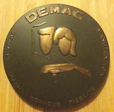 MÉDAILLE DEMAG LEVAGE MANUTENTION TRAVAIL HONNEUR FIDÉLITÉ 69MM 1990 MDP BRONZE