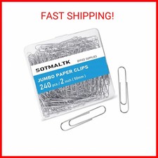 Jumbo Paper Clips, 240pcs 2 Inch Large Silver Paper Clip, Big PaperClips for Pap