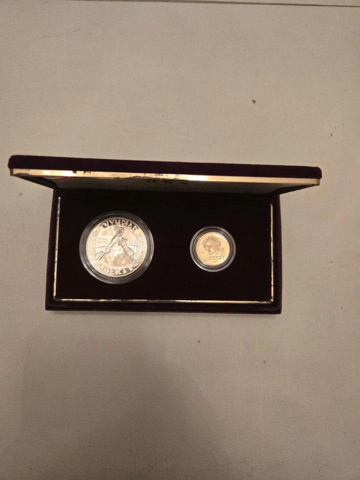1988 OLYMPIC COIN U.S. Mint PROOF SET: $5 GOLD, $1 SILVER; w/Box & COA - Image 2 of 4