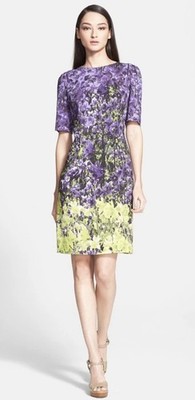 Escada Dirika Dress Size 42 Eu 14-16 Uk Floral Print Jersey Sheath Lined