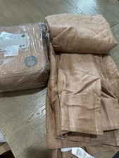 West Elm Pleated European Flax linen 2 panels curtain 48x84 terracotta m lange
